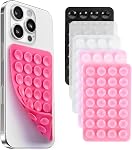 6 Pcs Silicone Suction Cup Phone Holder, Double-Sided Sticky Phone Suction Grip Accessories, Waterproof Hands-Free Suction Smartphone Mount, Cellphone Case Accessories (Pink, White, Black)