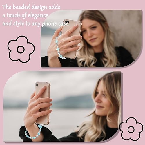 Miniatura 3 de Dije para teléfono, bonito dije de flor para teléfono, color rosa, verde y morado, llavero para teléfono Airpods