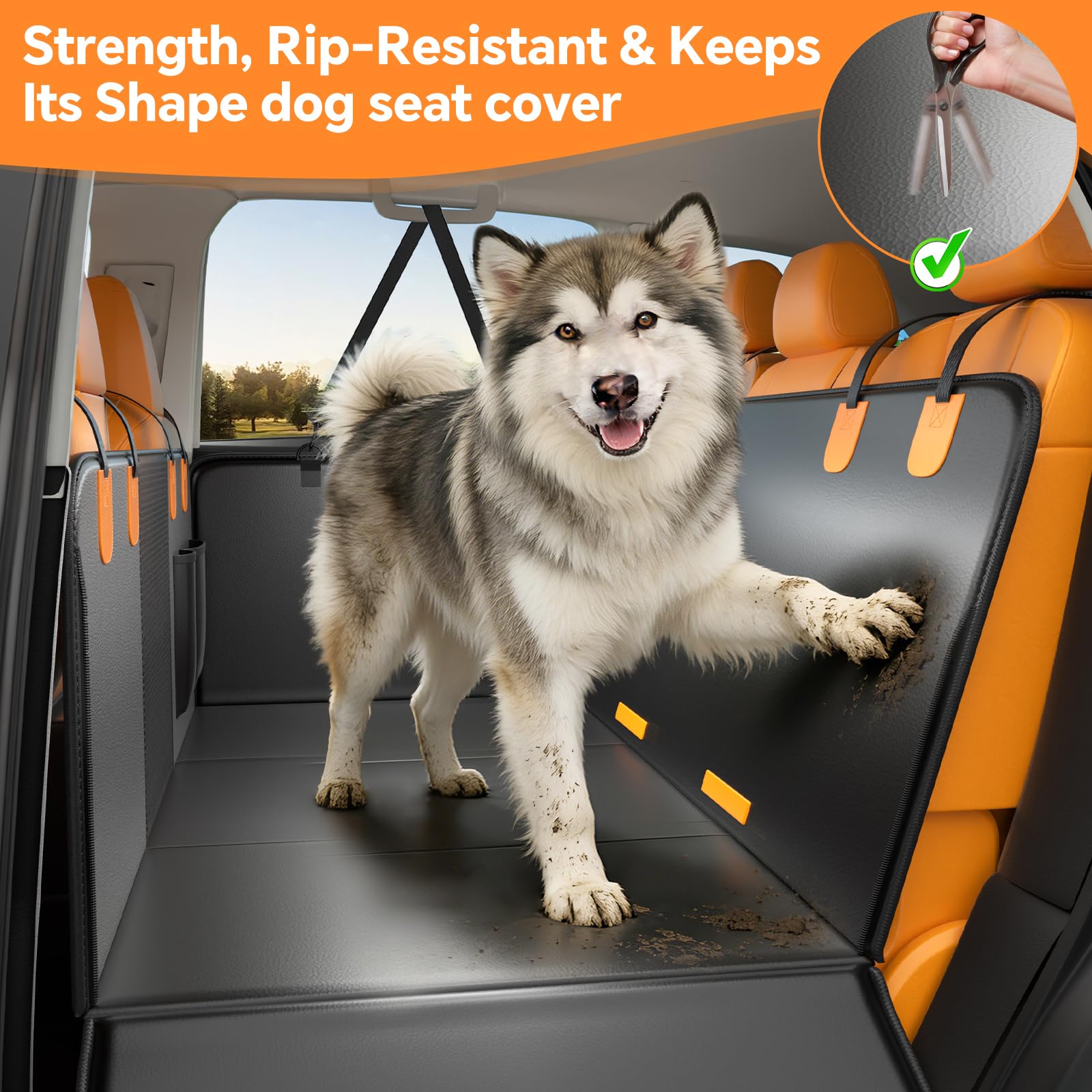 FALDAA Dog Car Seat Cover, Back Seat Extender for Dogs 400LBS Capacity, Dog Hammock for Car PU Leather, Hard Bottom Dogseat Cover Universal Car Fit, Waterproof DogSeat Cover for Car SUV Truck - image 4
