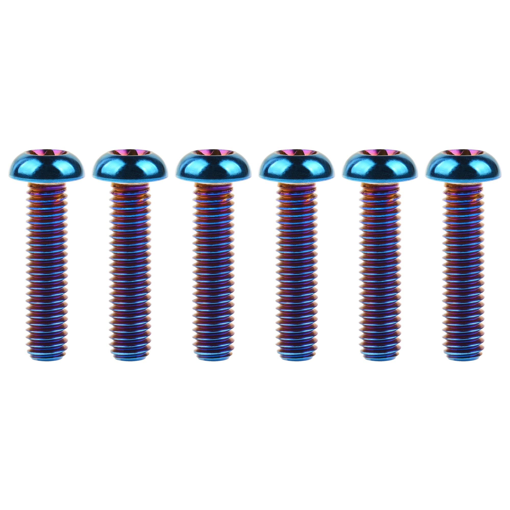 Wanyifa Titanium Button Head Torx M5 M6 M8 x10 12 15 20 25 30 35 40mm for Bicycle Motorcycle Car Screw Pack of 6 (M6x30mm, Burn Blue)