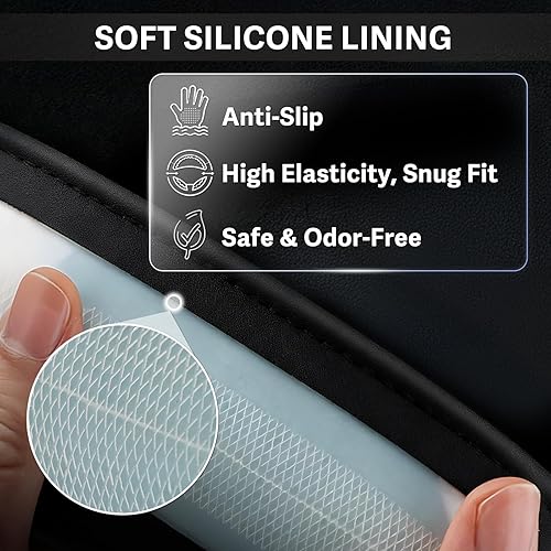 Miniatura 4 de XCBYT Funda para volante de automóvil, funda de cuero de microfibra para volante, color blanco y negro, para fanáticos de los deportes de 14.5 a 15