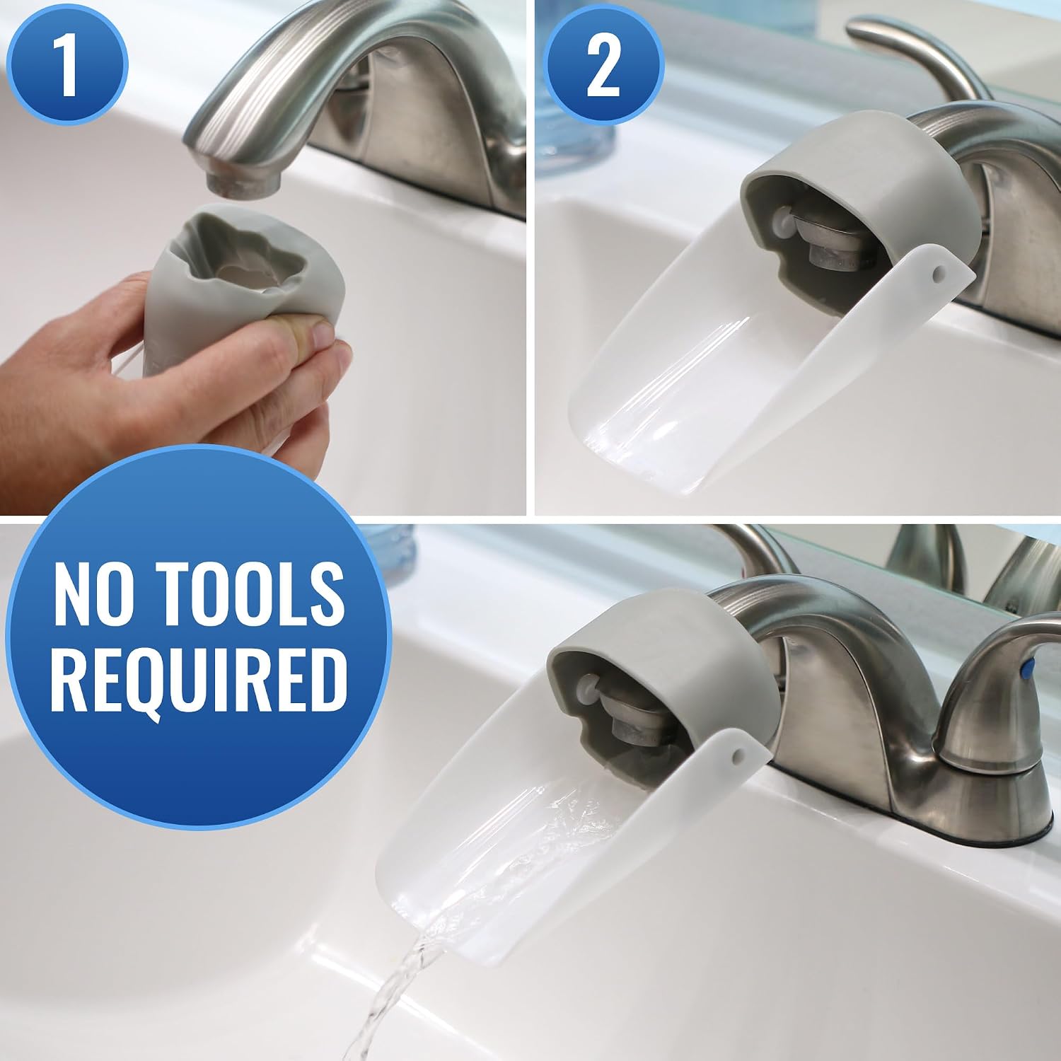 HealthSmart Easy Reach Bathroom Sink Faucet Extender for Toddlers 2-Pack, Adjustable Universal Fit,Tool-Free Installation, Flexible Design, Fits Most Faucets, Empowers Kids