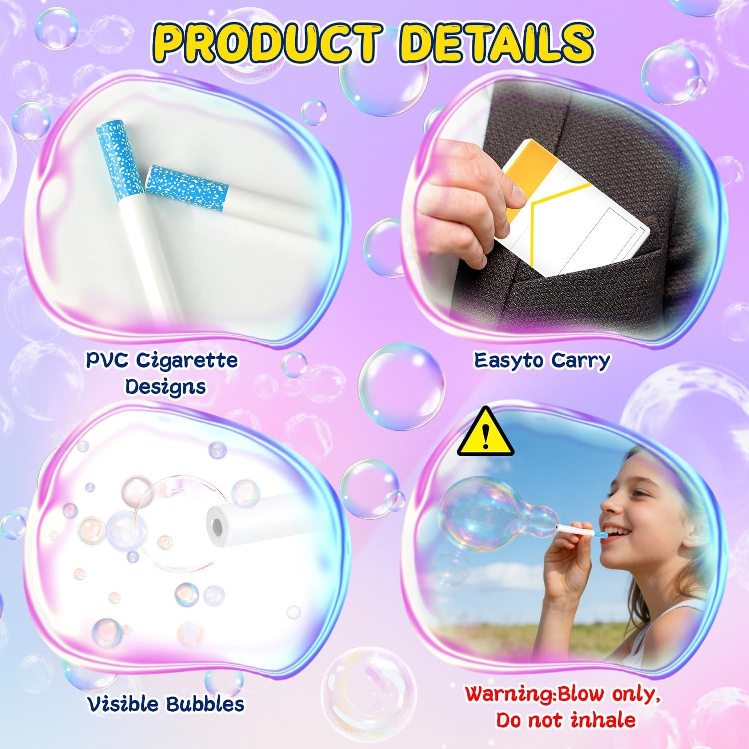 Seifenblasen Zigaretten Spielzeug, Gefälschte Realistische Bubble Zigarette Blower, Mini Blase Blasen Zigarette Stressabbau Erwachsene, Spaß Erwachsene Party Streich Zubehör für Partys - 3
