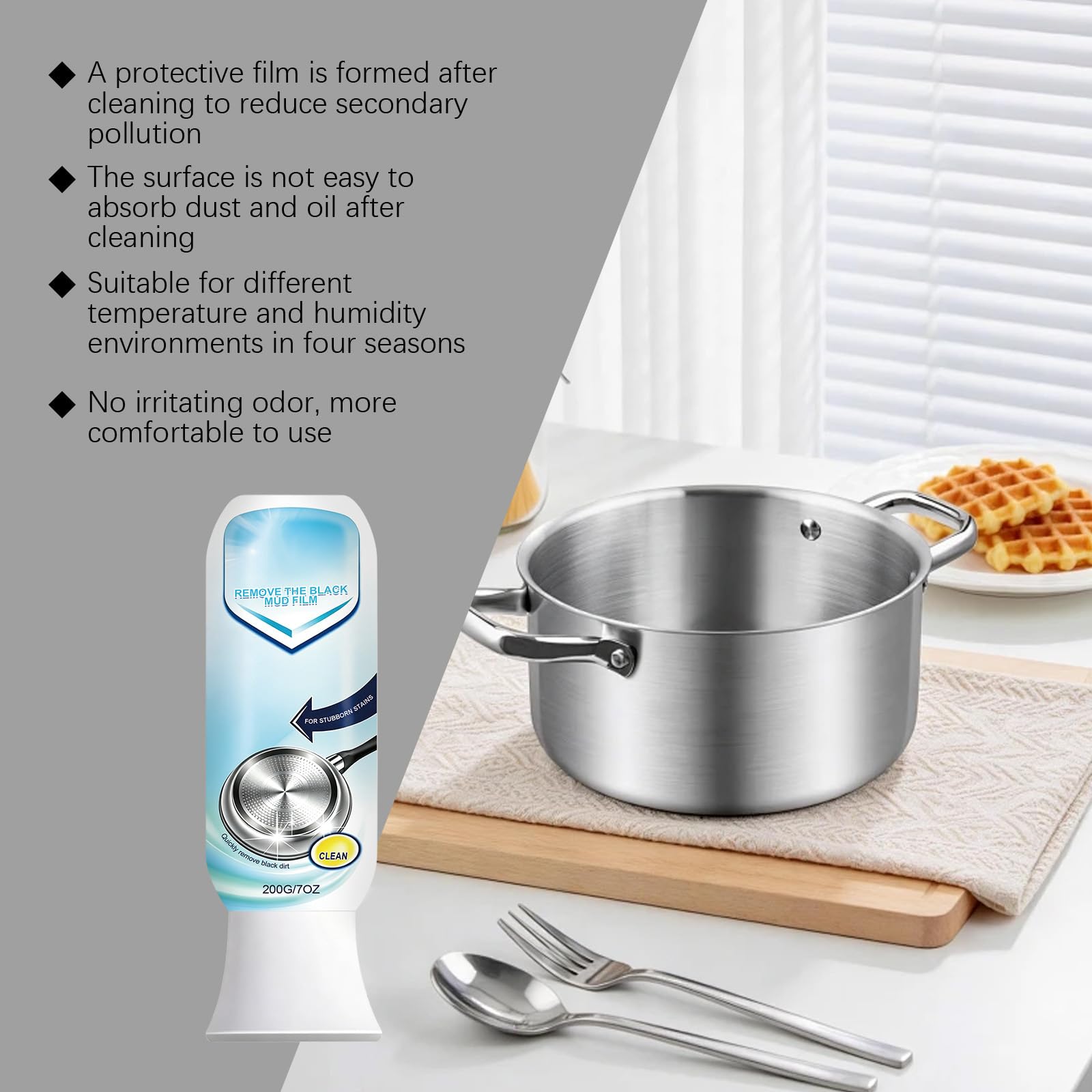 Limpiador de utensilios cocina 200 g | Trata las manchas difíciles y restaura un acabado limpio y brillante.(2pcs)