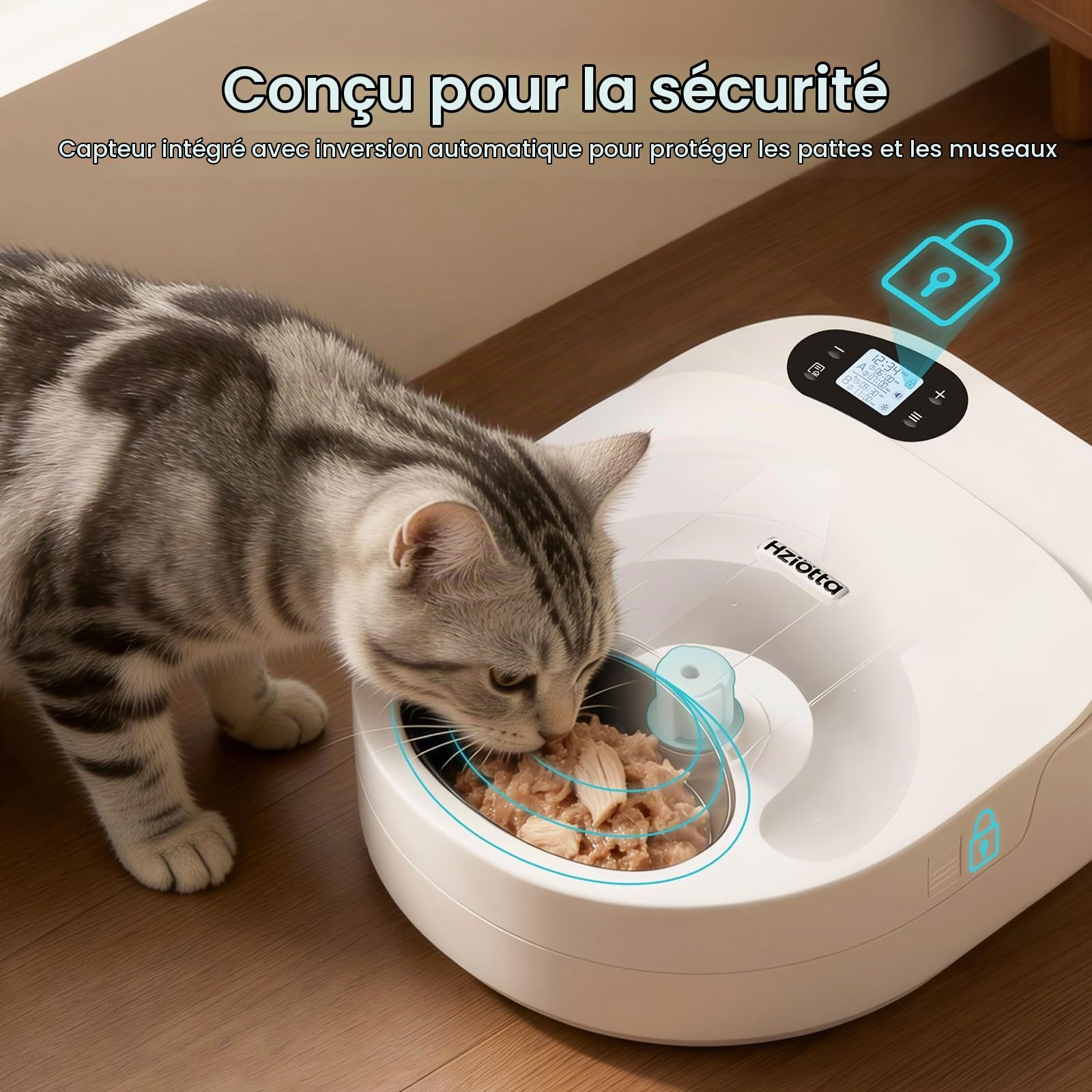 Mangeoire Automatique pour Chat avec Refroidissement, Pas de Packs réfrigérants, fraîcheur 48 h, pour Nourriture Humide et sèche, minuterie pour contrôle des portions, Heures de Travail et