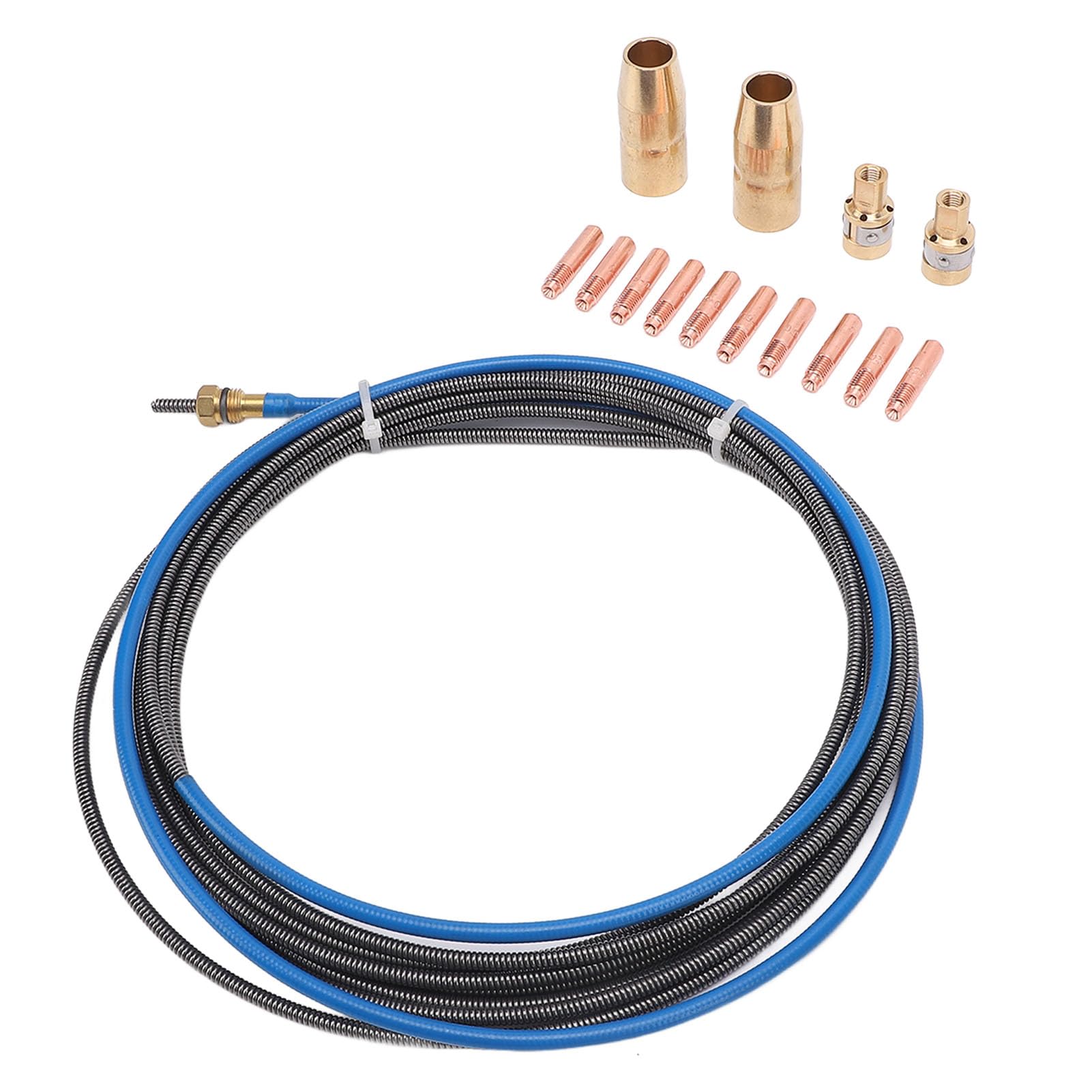 Kit Consumabili per Saldatura MIG, 20 Pezzi 0,030 Pollici 0,035 Pollici Punte di Contatto in Ottone 2 Ugelli Gas 2 Diffusori Rivestimento da 15 Piedi per Parti di Ricambio della Torcia