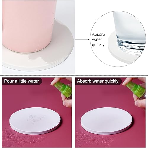 Miniatura 4 de Posavasos de azulejos de cerámica para manualidades, paquete de 24 azulejos blancos sin esmaltar de 4 pulgadas con 24 almohadillas de respaldo de