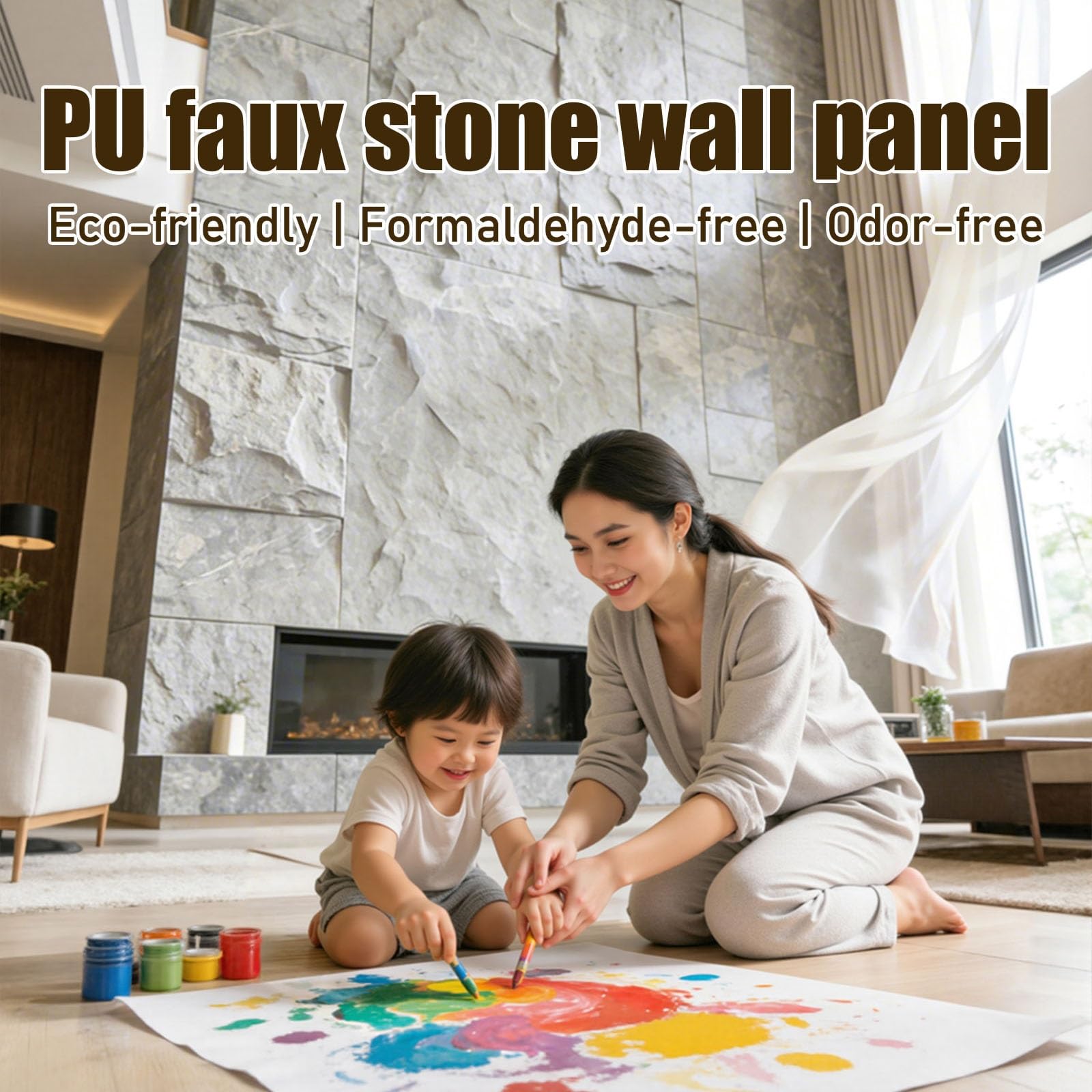 Paneles Paneles De Pared 3D Imitación Piedra, Revestimiento De Ladrillo Con Textura De Cemento PU, Impermeable Y Ligero, Para Pared De TV, Oficina, Sala De Estar(Style 1)