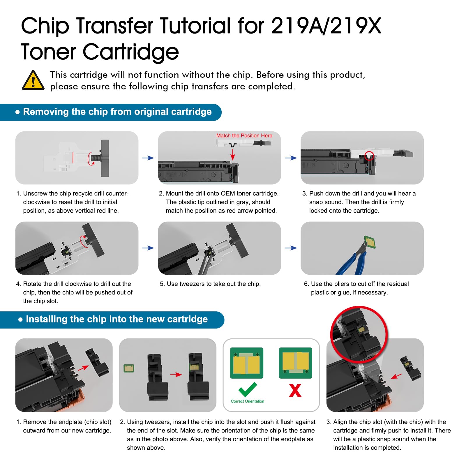 219A 219X 3302FDW 3302SDW 3302FDN Toner Nessun chip 4-Pack | Compatibili per HP 219A 219X Color LaserJet Pro MFP 3302FDW 3302FDNG 3302SDWG 3302FDWG 3202DN Nero Ciano Giallo Magenta