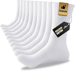 Niorasen Men's Cotton Crew Work Socks, 5 Pairs Cushioned Boot Moisture Athletic Socks for Hiking Sports Run...