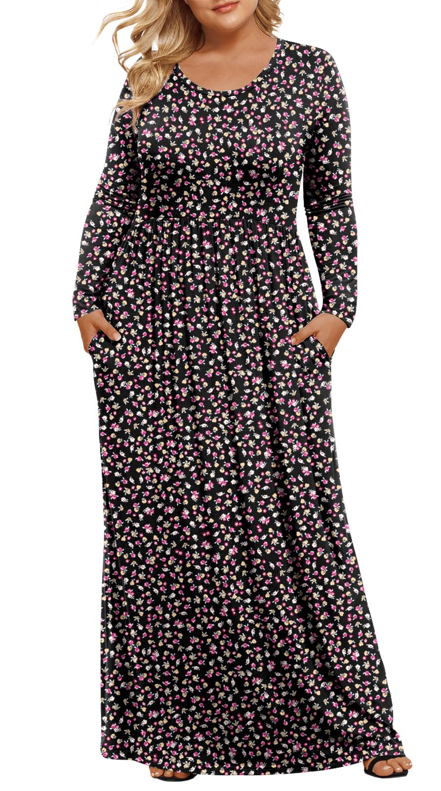 LONGYUAN Women's Plus Size Maxi Dresses for Curvy Women Casual Long Dress XL-6XL