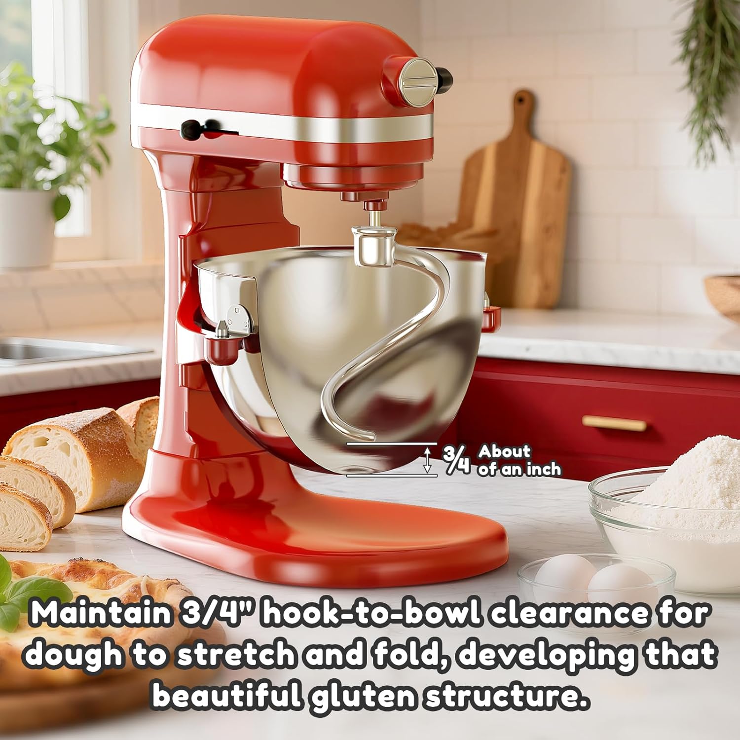 Stainless Steel Spiral Dough Hook for KitchenAid Stand Mixer, Bread Hook Fits KitchenAid 5Plus & 6QT Bowl-Lift Stand Mixers, Dishwasher Safe, Not Fit for KitchenAid TILT-HEAD Mixer