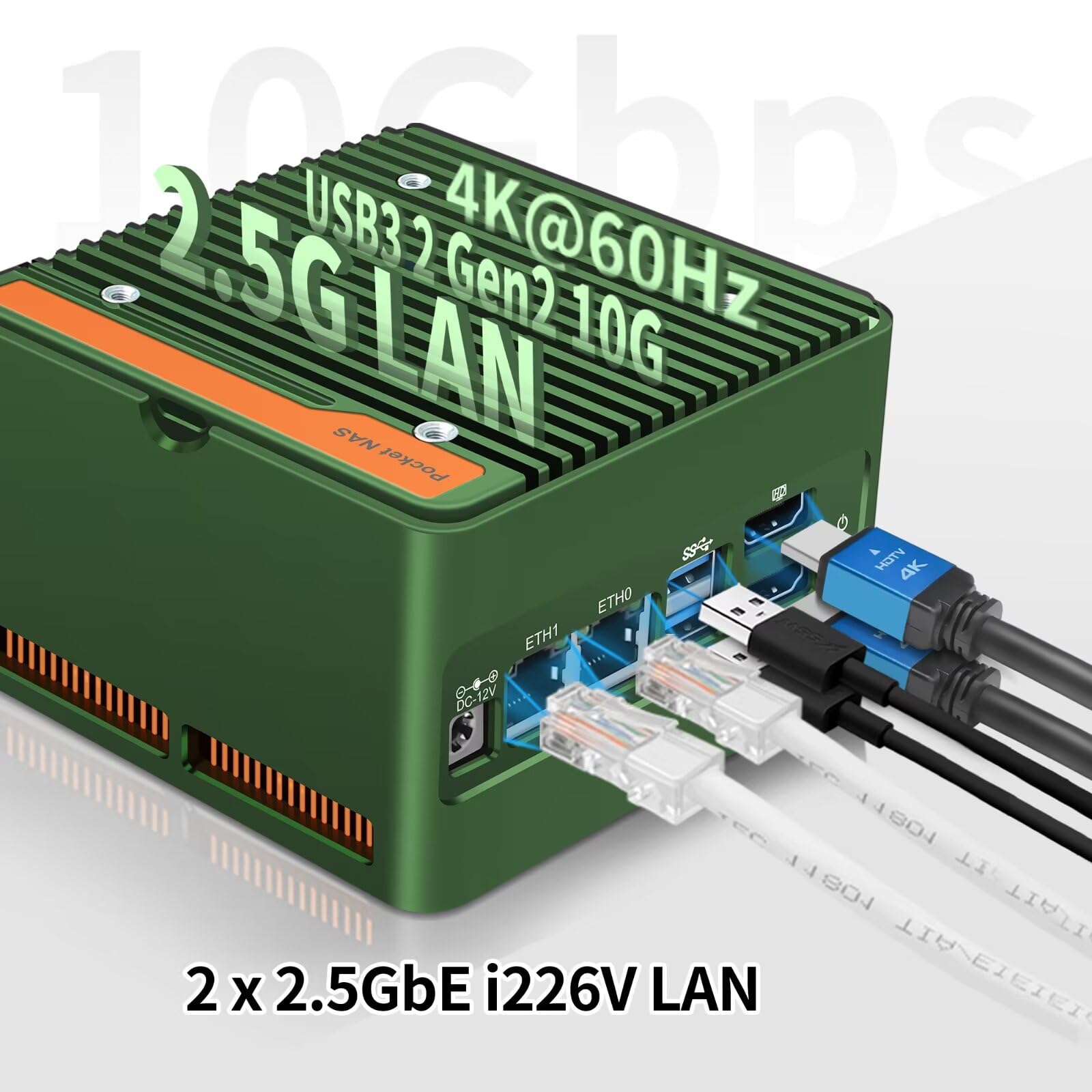4 Bay NAS Mini PC Low Power N150, 4 x NVMe Micro NAS Server with Dual 2.5GbE i226V, Network Attached Storage for Home Pocket with USB3.2, Barebone (NO RAM/SSD/System)