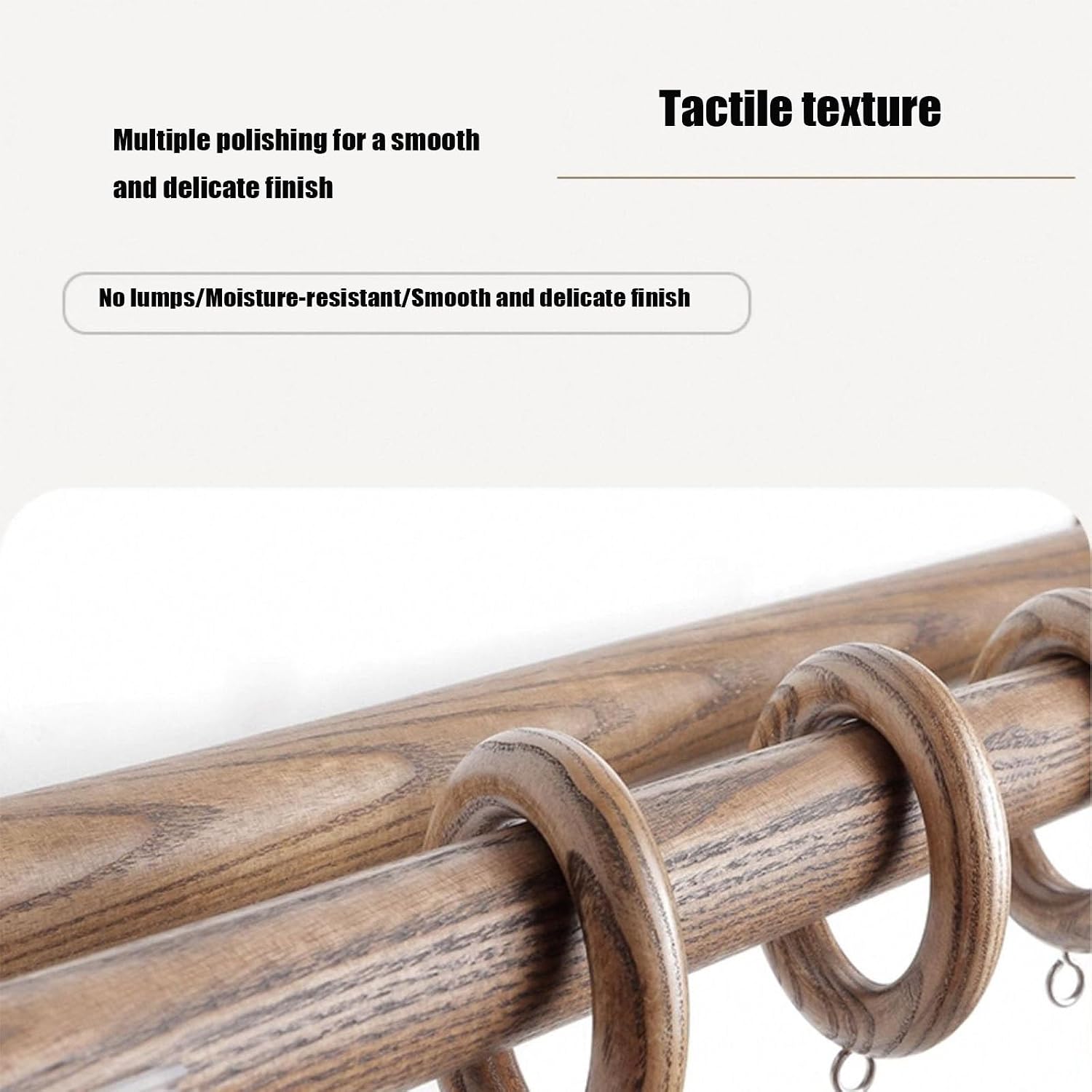 Modern Simple Single And Double Solid Wood Rod Curtain Accessories Side Mounted Durable Wear-resistant Mushroom Head Roman Rod(160cm,Double rod)