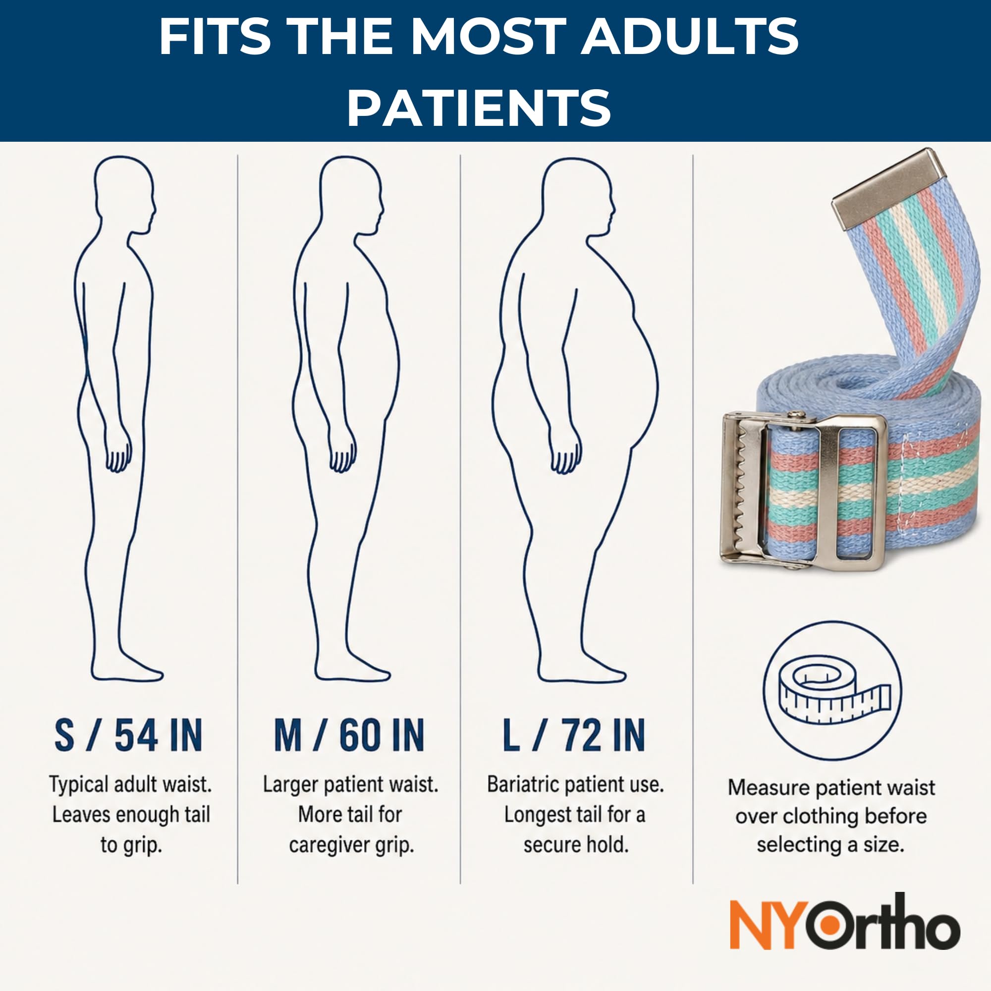 NYOrtho Metal Buckle Gait Belt - Adjustable Machine Washable Strong and Durable Material Latex Free, Natural, 60" — Amazon image 7