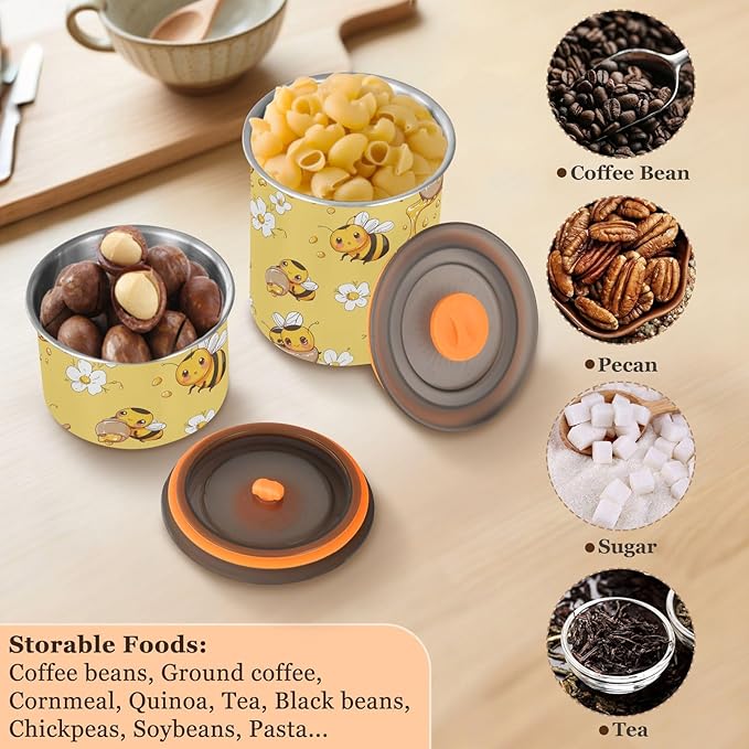ALAZA Cute Bee Flower Airtight Coffee Bean Canister 900ml miniatura 7