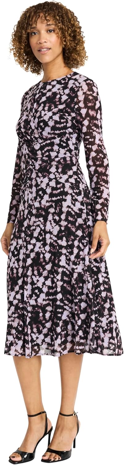 Maggy London Womens Women's Long Sleeve Midi Dress - Abstract Print A-line Silhouette - Versatile Cocktail Dress - Image 2
