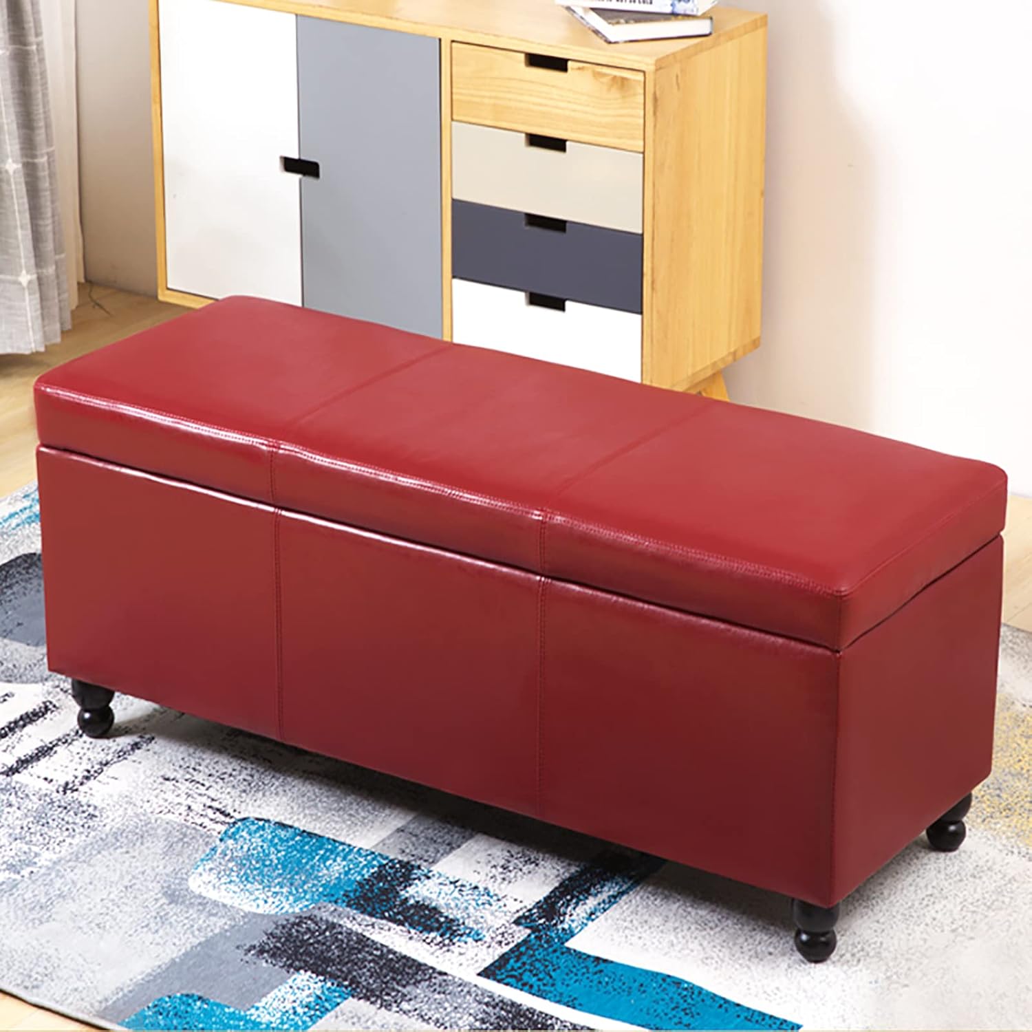 Benches Garden Bench Outdoor Patio Seating Backless Park Chair Lawn Path Slatted Seats,Modern Leather Storage Ottoman for Living Room Rectangular Lift Top Bench for Bed Solid Wood Multi-Func