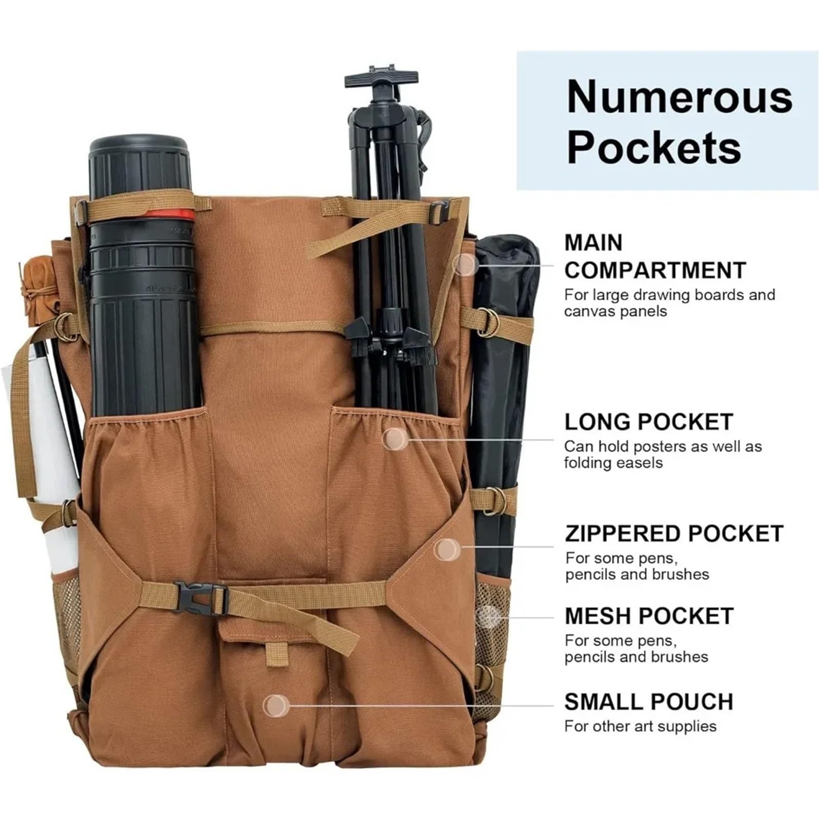 Air Artist-Rucksack mit Tragegurt, Tragetasche for Künstlerbedarf for Tragen von 18 x 24 Zoll großen Kunstwerken, Zeichenbrettern(Blue)