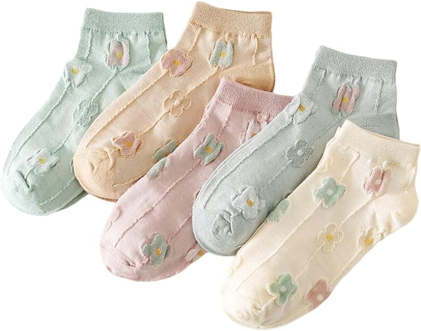 Women's And Girls Cotton Ankle Length Socks Summer Cute Fashion Multi-Design Multicolor Ladies Socks Free Size Pack Of 5