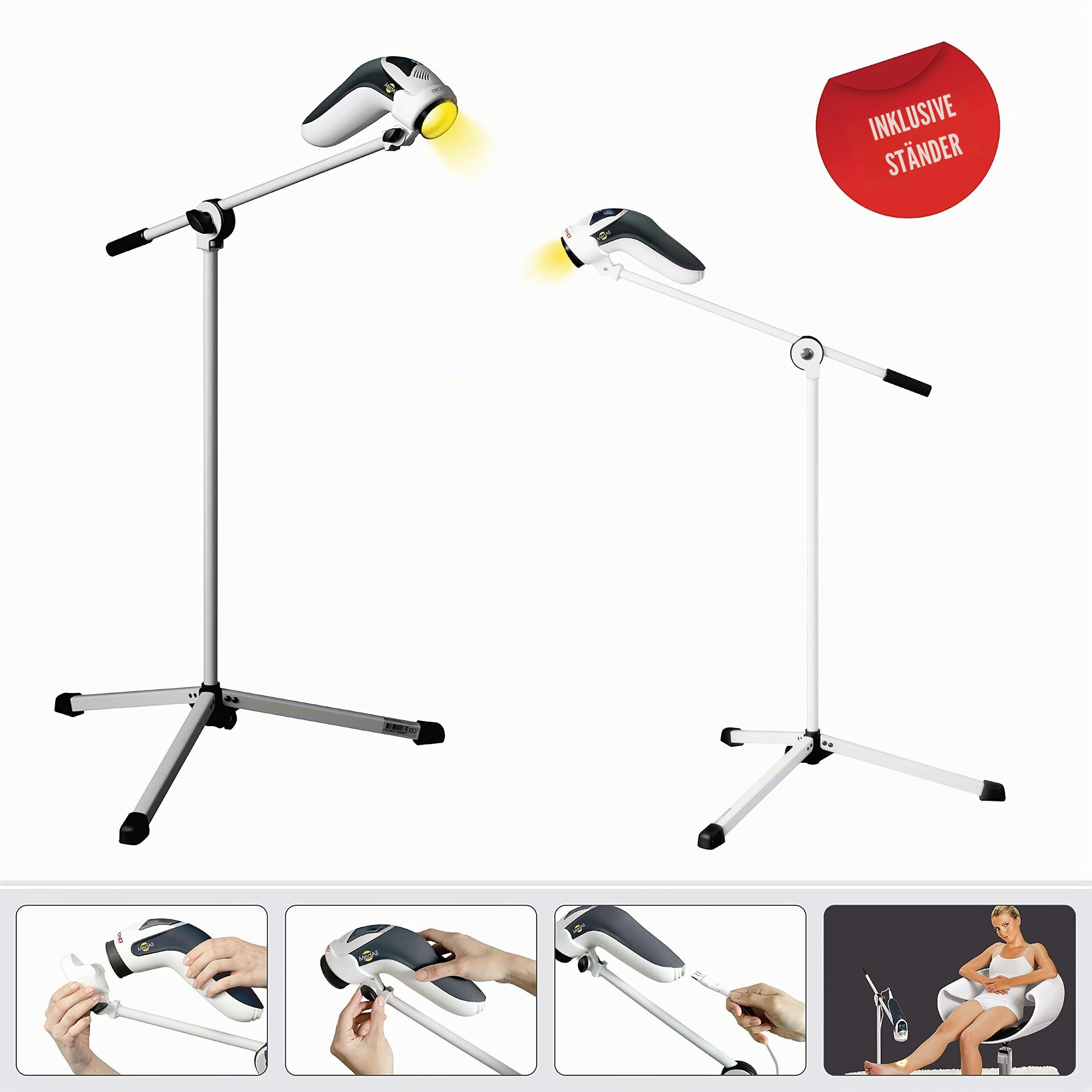 Bioptron MedAll mit Bodenstativ 7in1 anti-aging Lampe Infrarotlampe Wärmelampe Lichttherapie Gesicht Hautpflege gut für Immunsystem Wundenheilung ohne Nebenwirkungen Reduktion Cellulitis(Stand Incl)