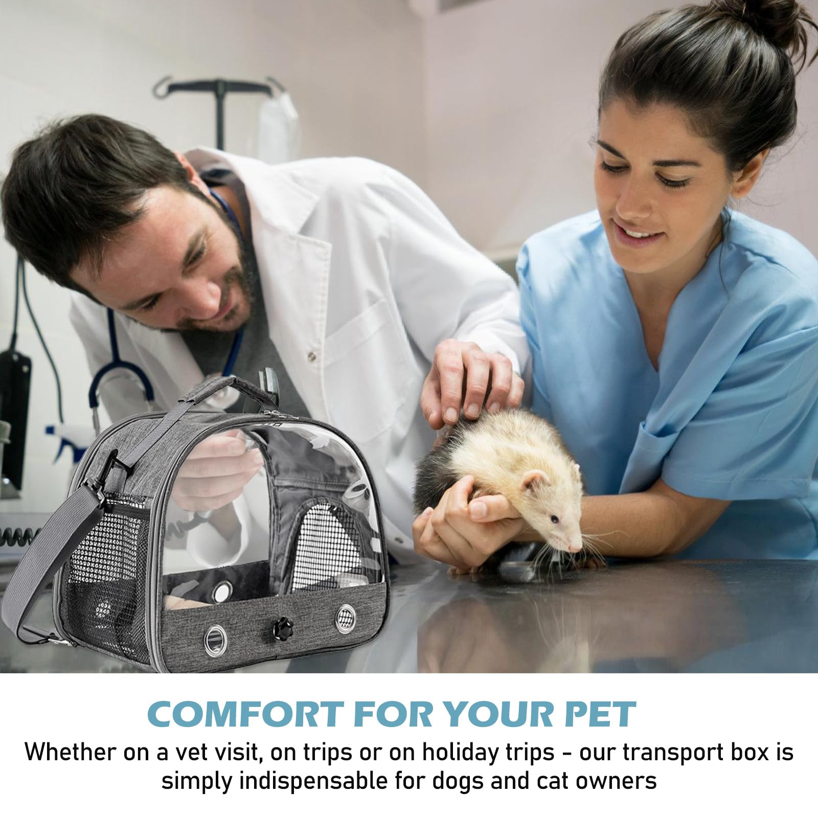 Bolsa de transporte portátil para pájaros, jaula para pájaros, loros, periquitos, animales pequeños para viajes, senderismo, camping, con barra de pie y bandeja de acero inoxidable