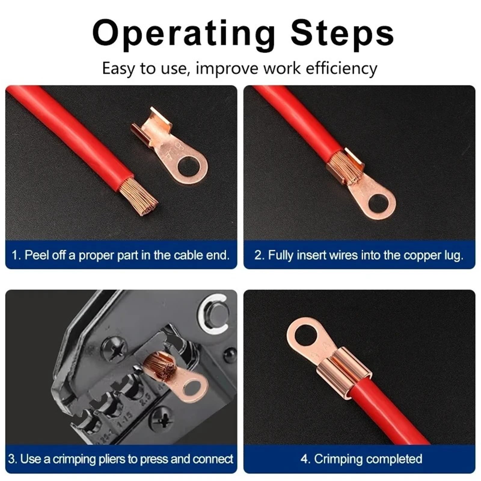 Cosse A Sertir Connecteur De Fil Électrique Nu En Cuivre, Anneau Non Isolé, Cosse À Sertir, OT 3A OT500A, 5/10 Pièces(OT-500A x 5Pcs)