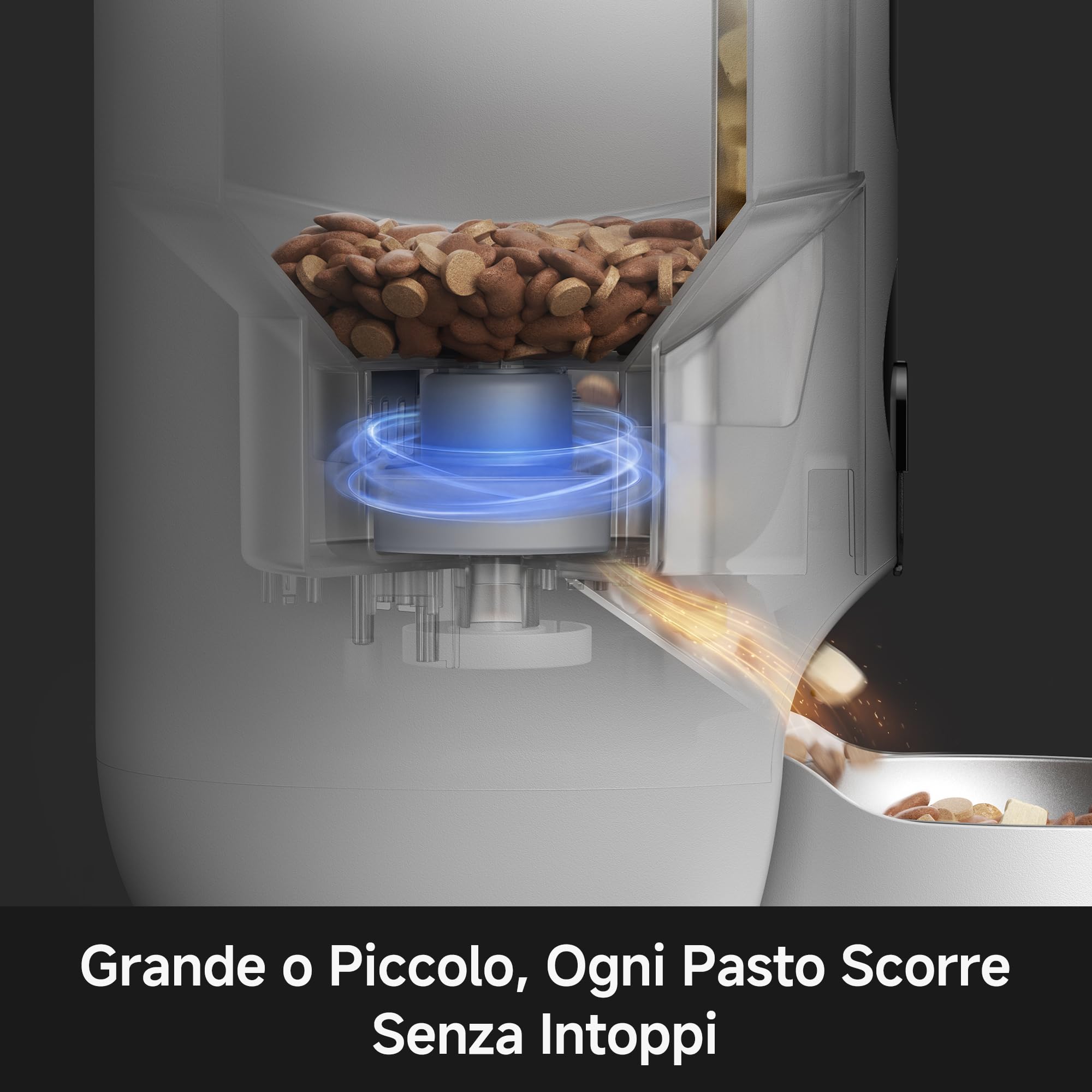 MOVA NutriPal 10 Ultra Distributore di Cibo con Pod Nutrizione 7 Giorni Separato, Camera HD 1080P, 4 Modalità Pasto, Pannello Stato Real-Time 4,2", Autonomia 20+ Giorni 4L, Croccantini Fino a 12mm