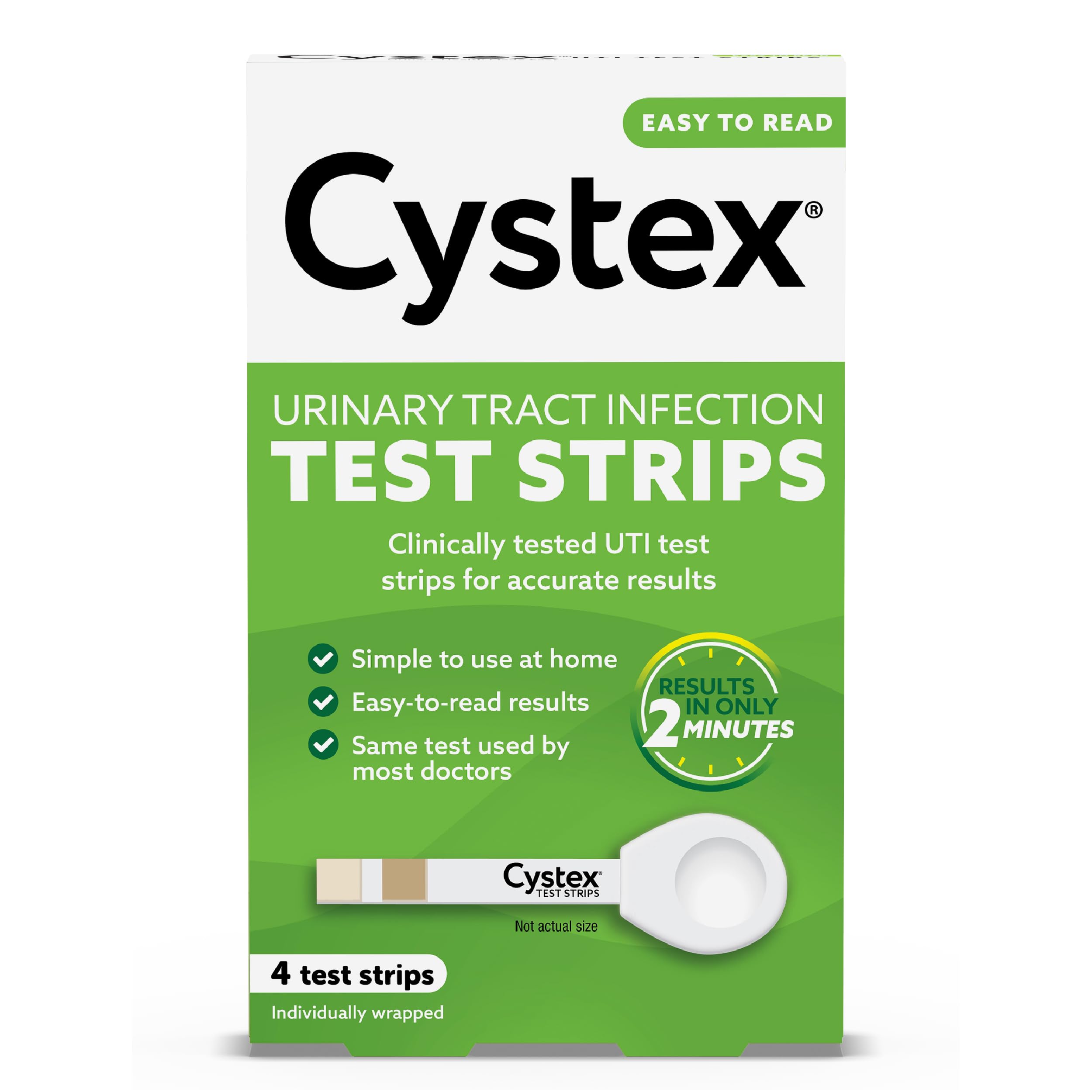 Cystex UTI Test Strips for Women &amp; Men, Kit for At-Home Detection, 4 Count
