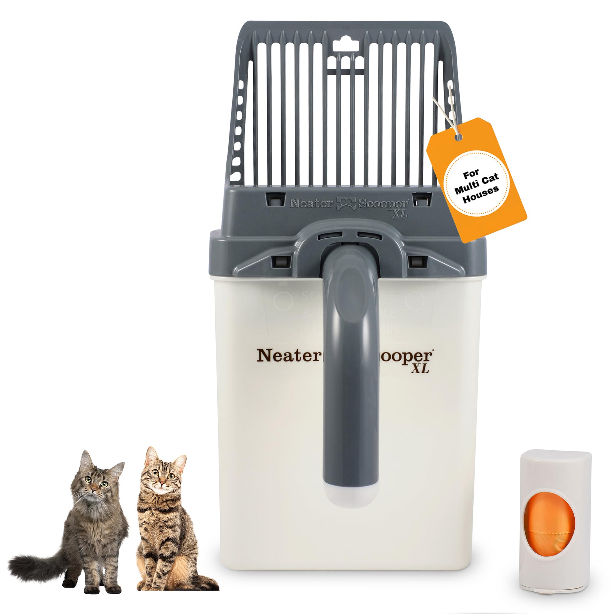 Neater Pet Brands Neater Scooper XL Cat Litter Scoop, 15 Refill Bags – Extra-Large Capacity Mess-Free Cat Litter Scooper with Bag for Large & Multiple