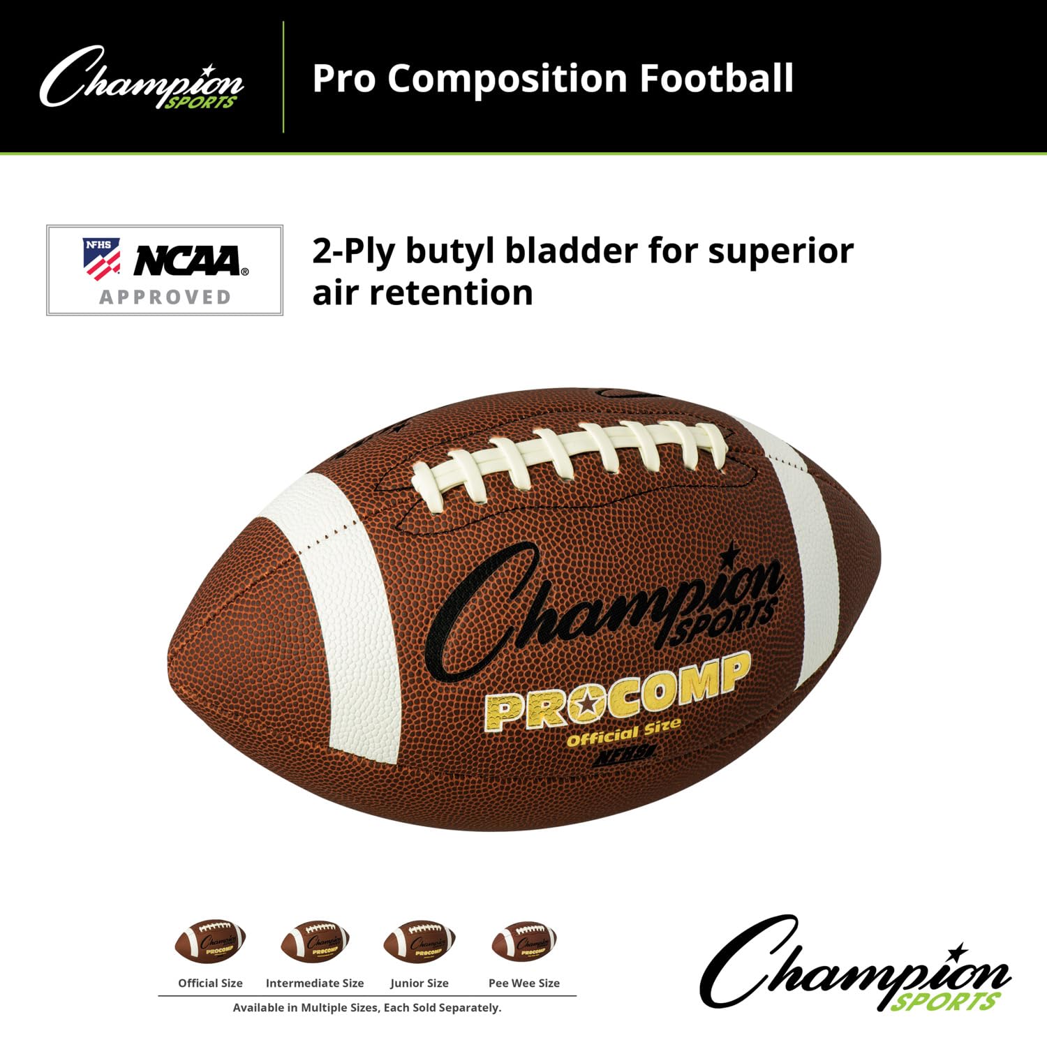 Champion Sports Official Size Composite Football, Brown (CF100)