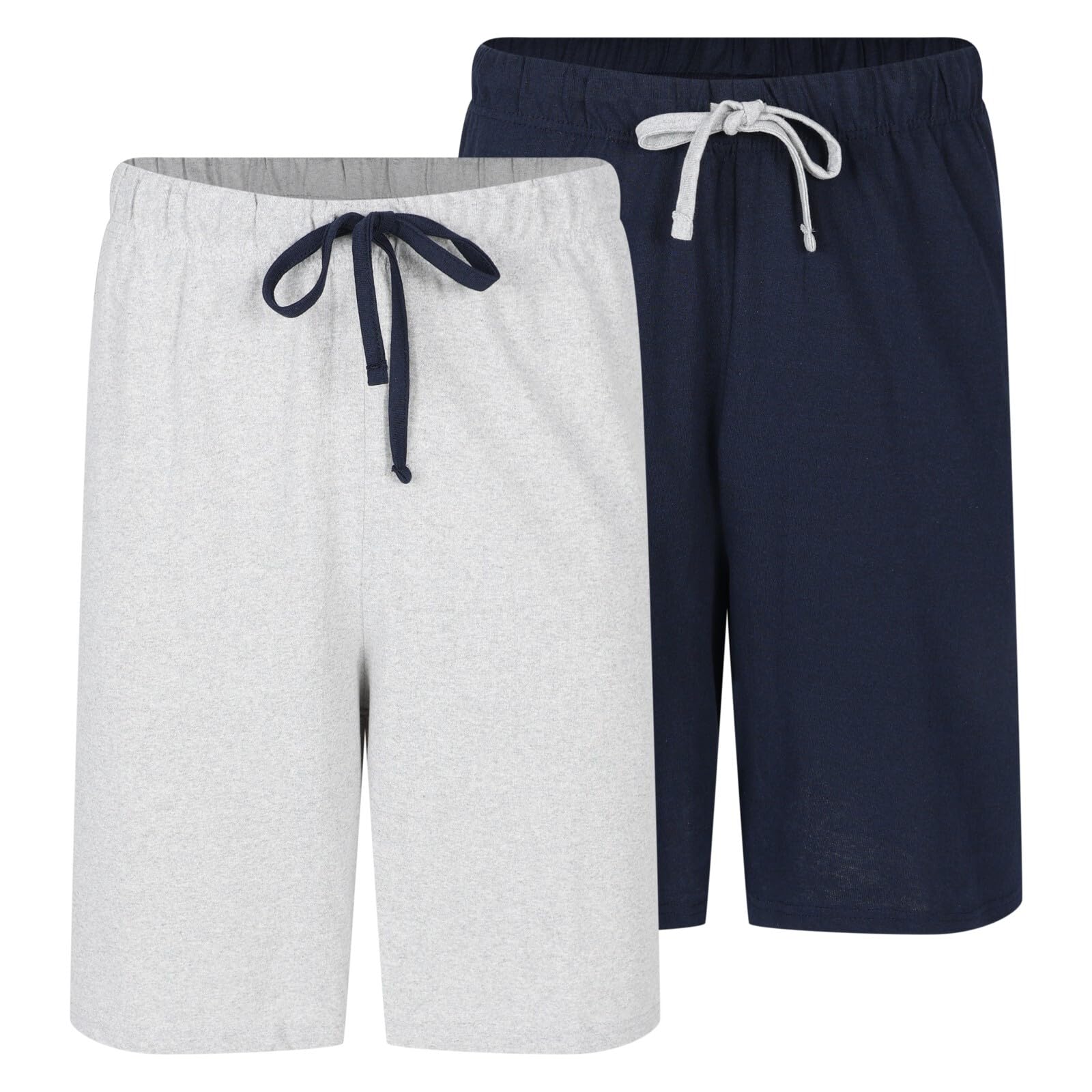 North East Mens 2 Pack Pyjama Shorts Plus Size Sleep PJ Lounge Night Wear 3XL to 6XL New (3XL- Gry/NVY)
