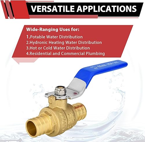 Miniatura 5 de EFIELD - Válvula de bola de cierre de puerto completo de latón Pex de 1 pulgada, nivel amarillo, certificado UPC