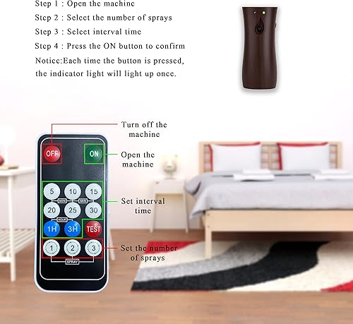 Miniatura 5 de Dispensador automático de fragancias, ambientador en aerosol montado en la pared para oficinas, escuelas, hoteles, hogar, interior, restaurantes,