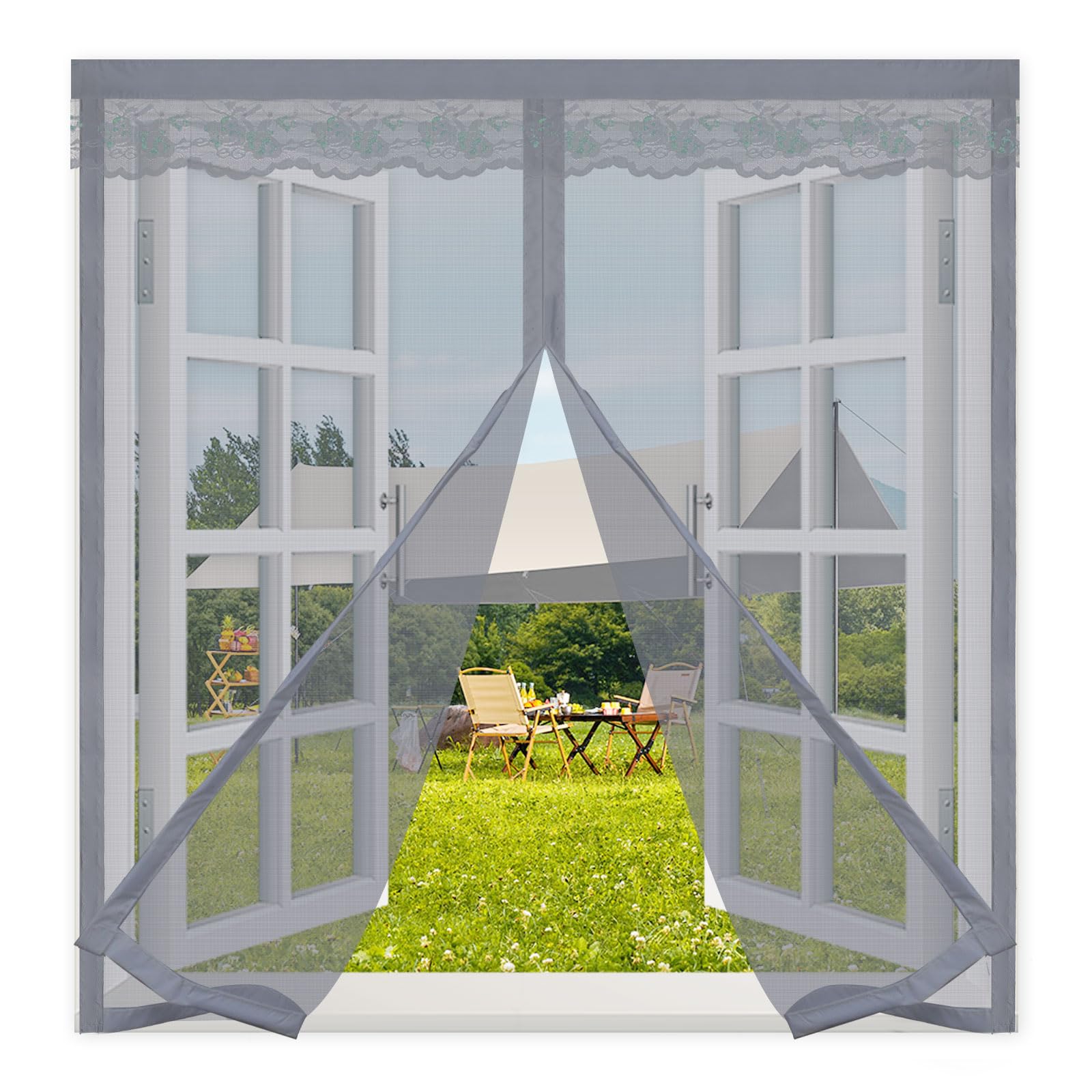 Magnetic Screen Window 125x125cm,Magnet Screen Mesh with Self-Adhesive Tape,Mesh Fly Curtain Mosquito Net for Windows,Window Protector Net to Keep Bugs Out,Magentic Mosquito Net,Grey