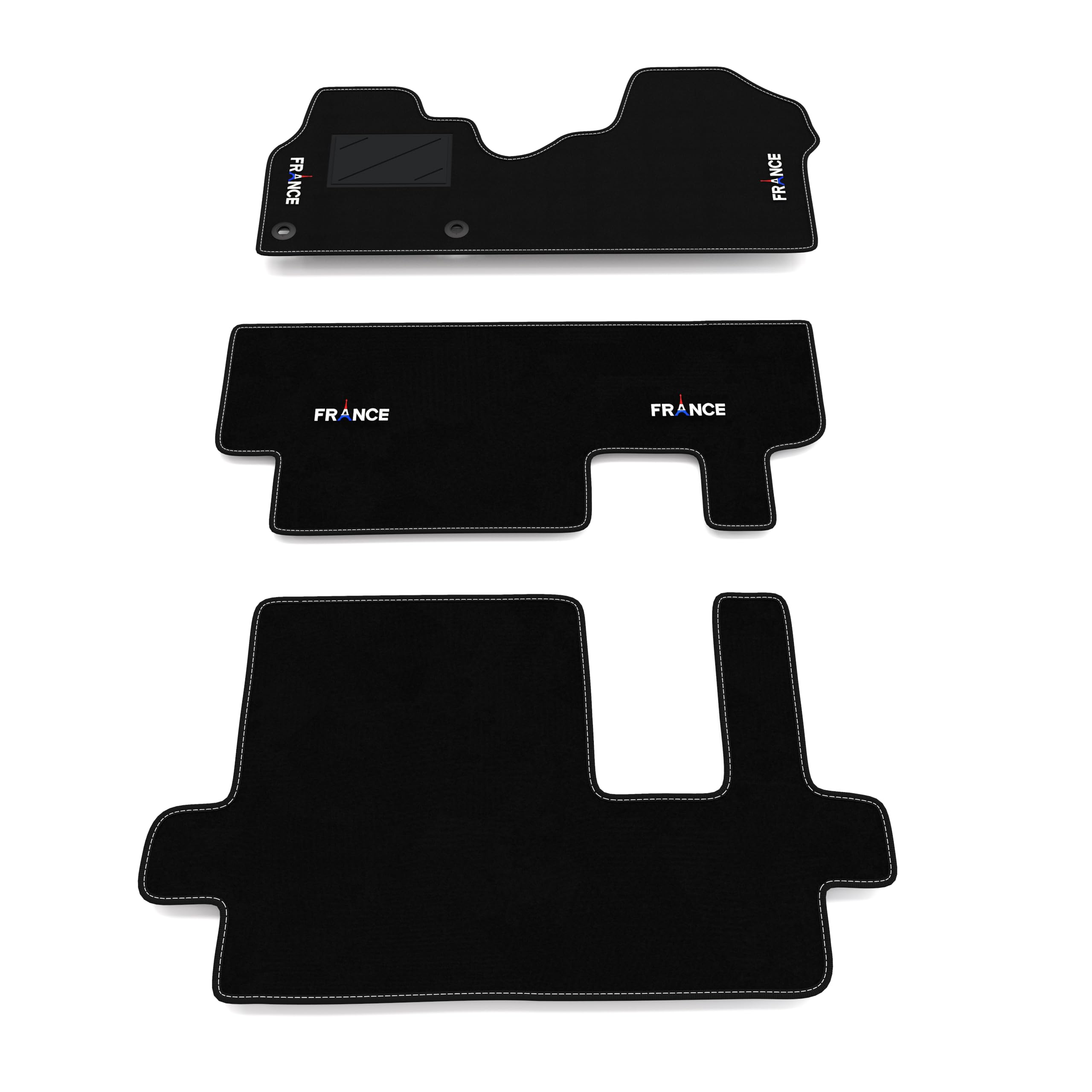 Kit Tappetini Auto compatibili con Peugeot Traveller 9 posti 2016-2026 | Set Tappeti in Moquette, ricamo France, Tappeto auto su misura