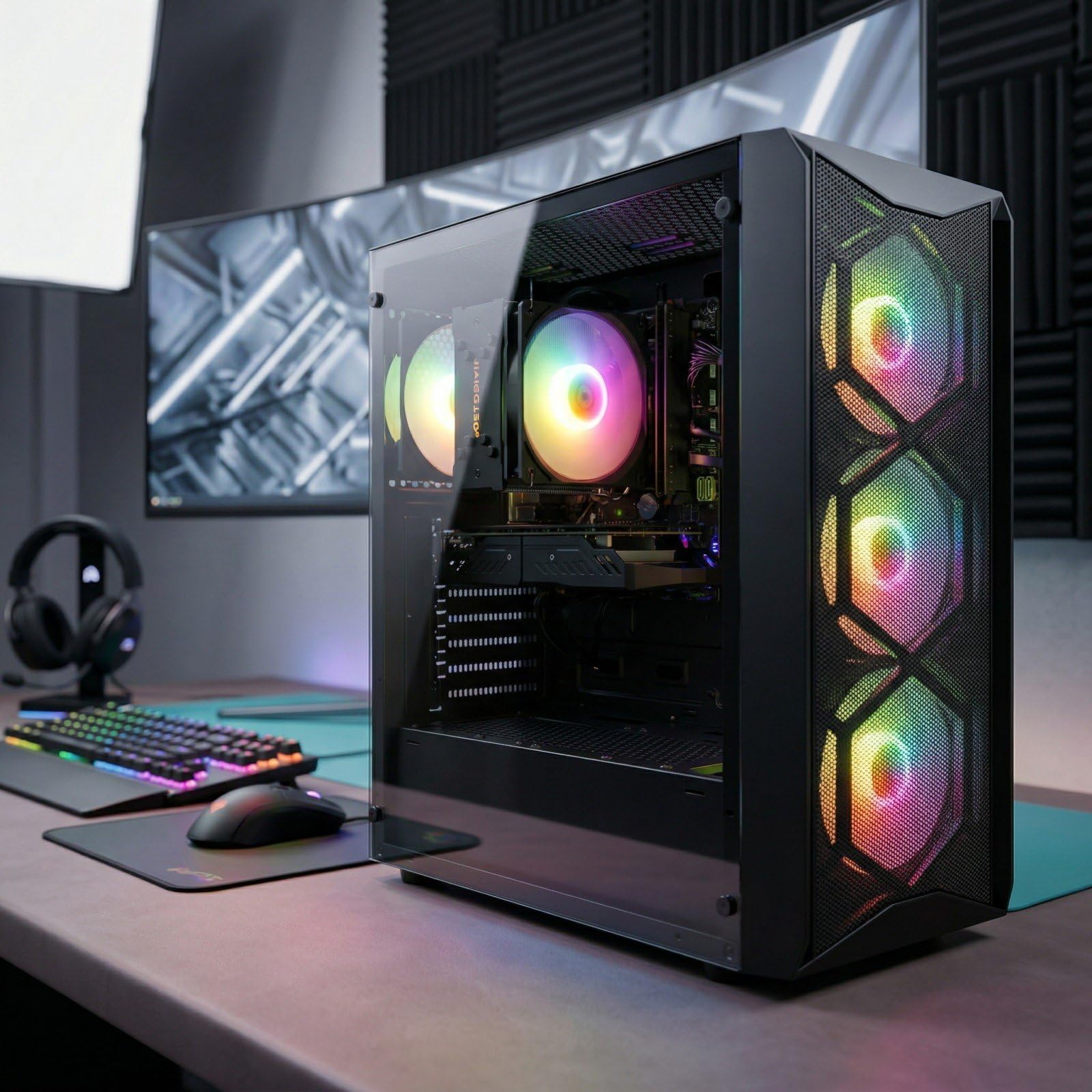 STGsivir Gaming PC, Gaming Computer Desktop Tower, GeForce RTX 3050 6GB GDDR6, Core i7 up to 3.9GHz,16GB RAM DDR, 512GB SSD, WIFI 6, BT 5.0, RGB Fan x3, Windows11 PRO — view 5