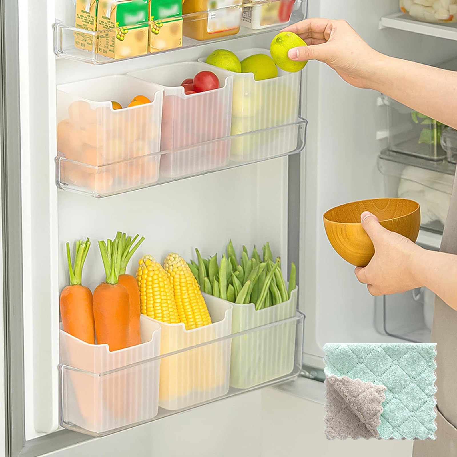 6-teiliges Kühlschrank Organizer Set - Transparente Schubladenkörbe Für Gemüse & Obst