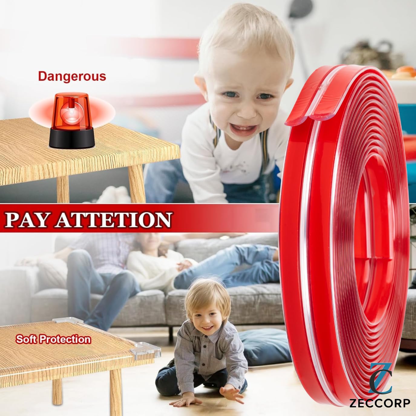 Zeccorp 4-Meter Silicone Edge Protector Strip | Baby Corner Guards for Sharp Edges | Table, Bed & Furniture Safety Protectors | Baby Proofing Corner Guards & Edge Safety for Sharp Edges - Image 8 thumbnail
