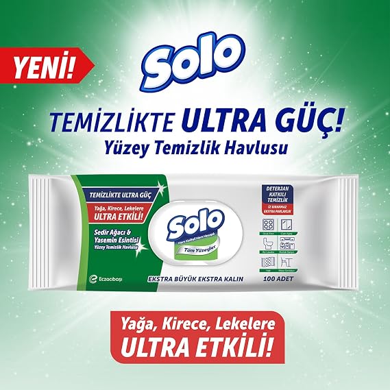 Solo Surface Cleaning Wipes Ultra Power Cedar & Jasmine, 100 Sheets