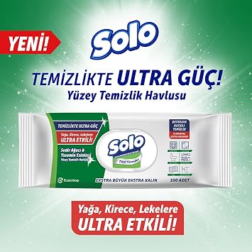 Solo Surface Cleaning Wipes Ultra Power Cedar & Jasmine, 100 Sheets