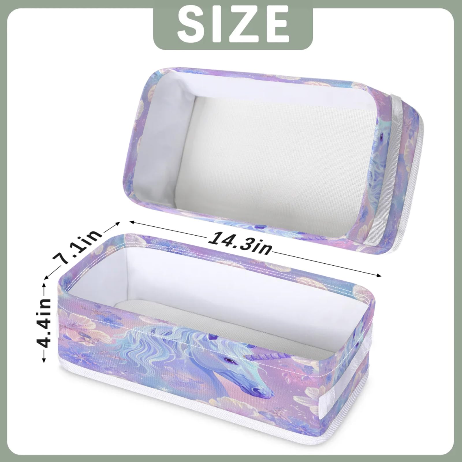 Tablerazzi Toilet Tank Topper Paper Basket with Handle, Purple Unicorn Bathroom Storage Basket for Organizing, Small Fabric Storage Bins for Bathroom Decor