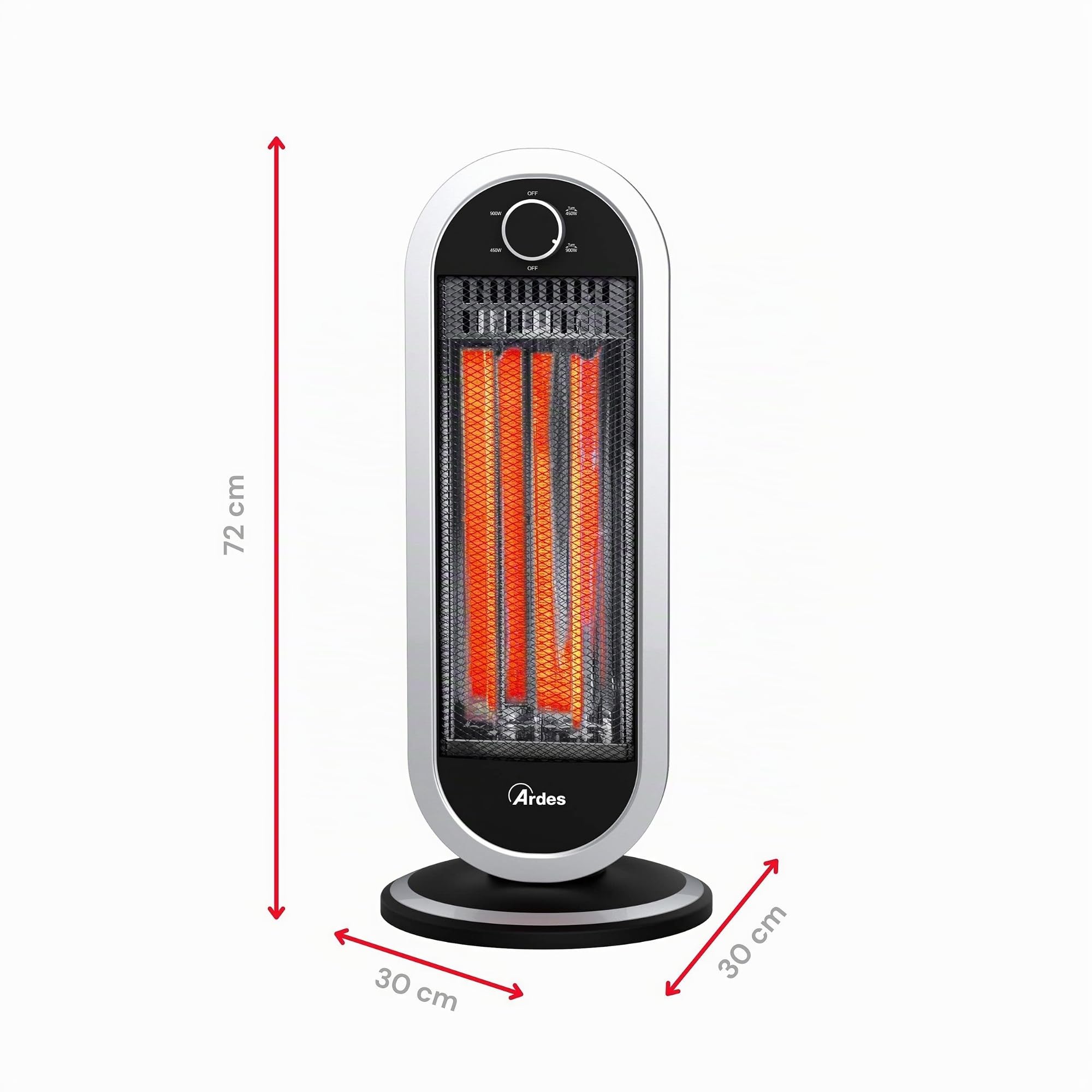 Ardes Estufa de Carbono Oscilante TIZZO 900W, Bajo Consumo, 2 Potencias, Calefacción para Baño, Casa y Oficina
