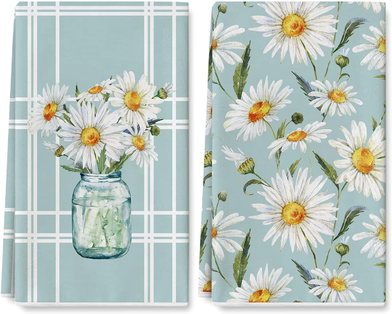 GEEORY Spring Kitchen Towels for Spring Decor White Daisy