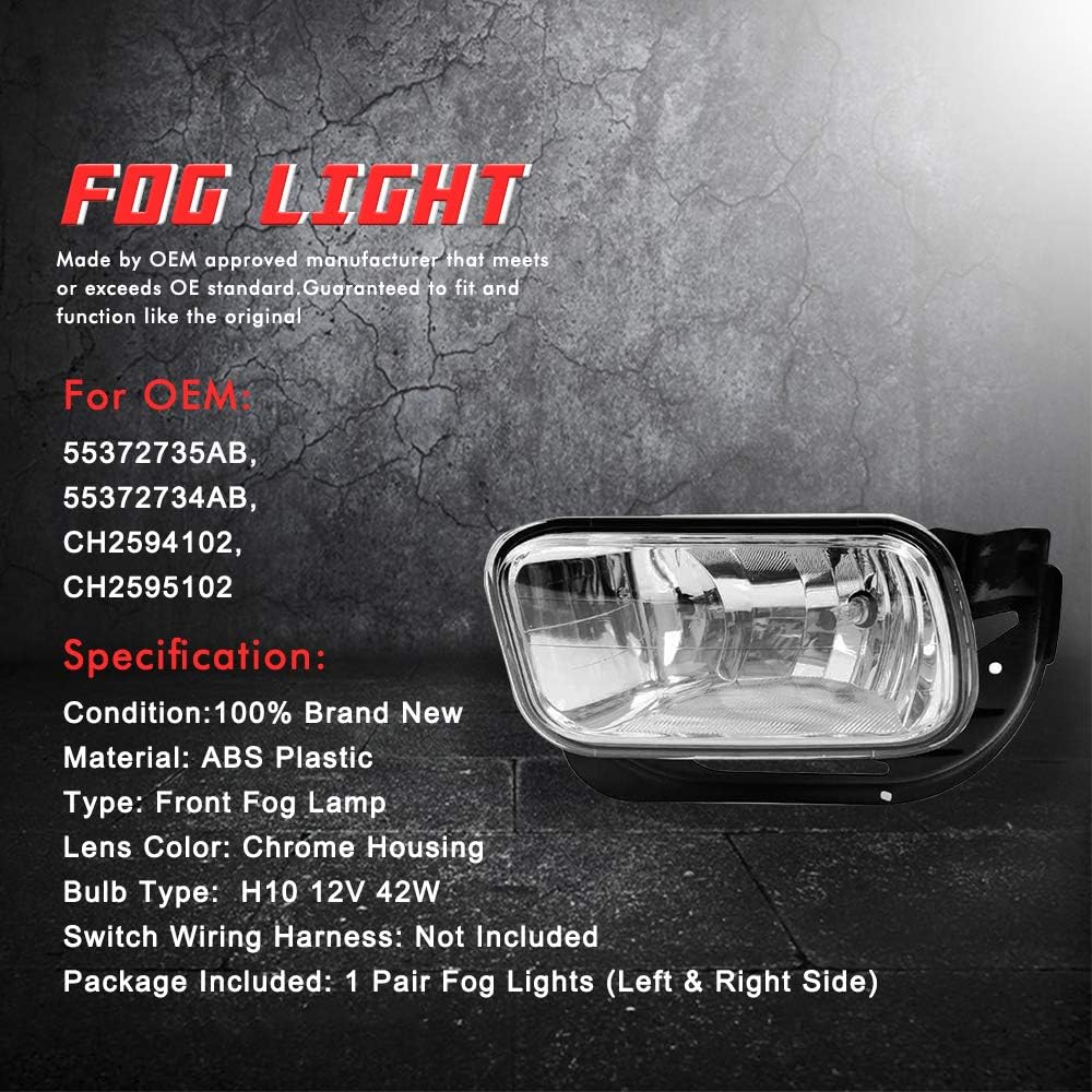 Hоttеѕt Sаlе Driving Fog Lights Lamps Replacement for 2009-2010 Dodge RAM 1500 2500 3500/10-18 Ram 1500 2500 3500 with H10 12V 42W Halogen Bulbs & Bracket (Clear Lens )
