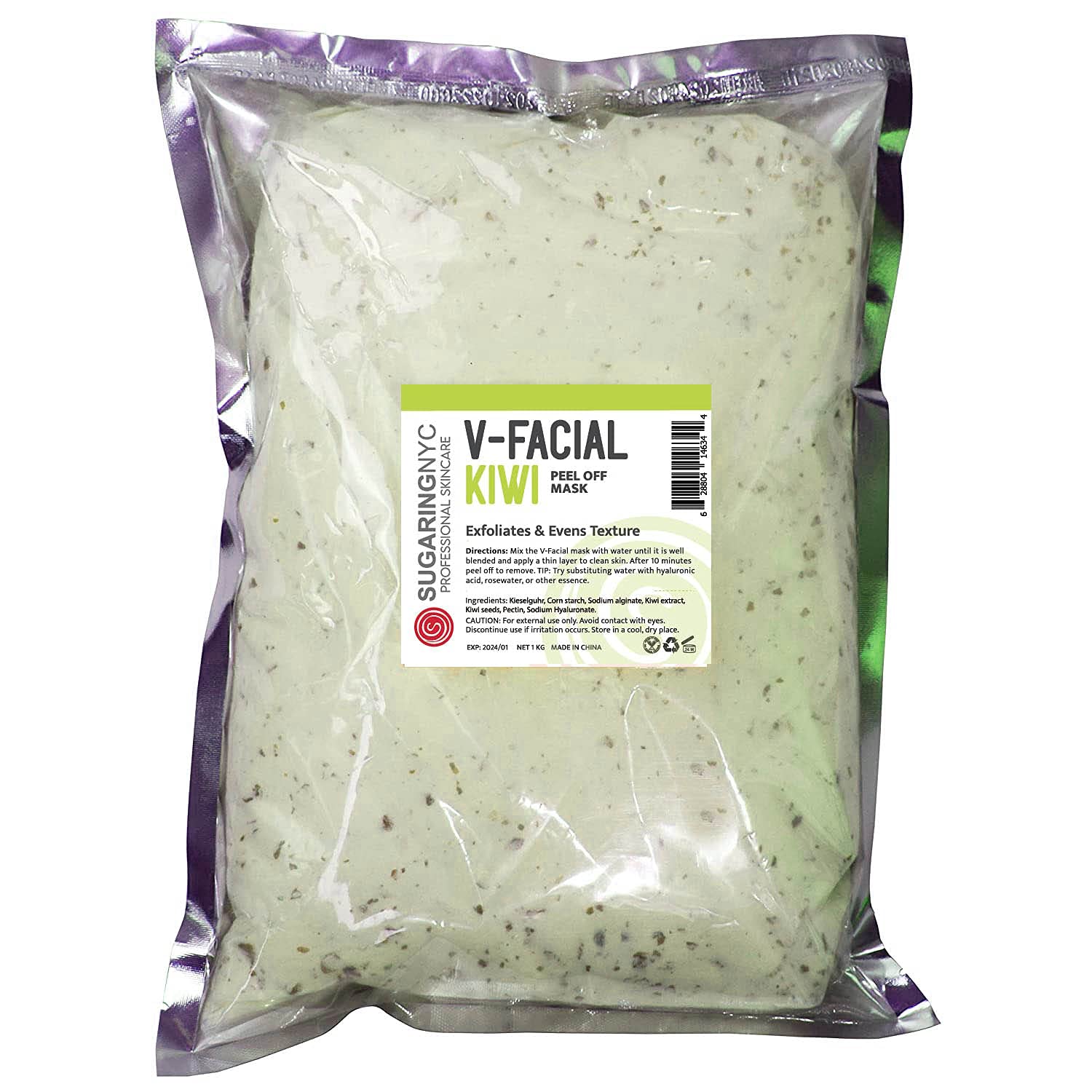 (BBD Date unknown) Vajacial Jelly Mask Kiwi Wholesale Refill 1kg 1 kilo Refill 2.2 lb.with pieces of Kiwi fruit