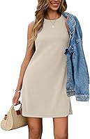 SAMPEEL Women's Sleeveless Summer Sundress 2025: Casual Tank Dress with 4-Way Stretch, A-Line Flowy Hem & Side Slits