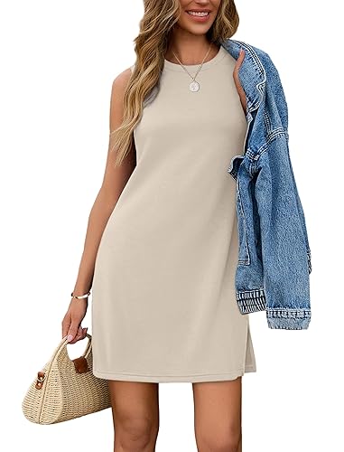 Sampeel Dresses for Women 2025 Casual Summer Sundresses Sleeveless Tank Dress Fashion Outfits - Beige - Medium