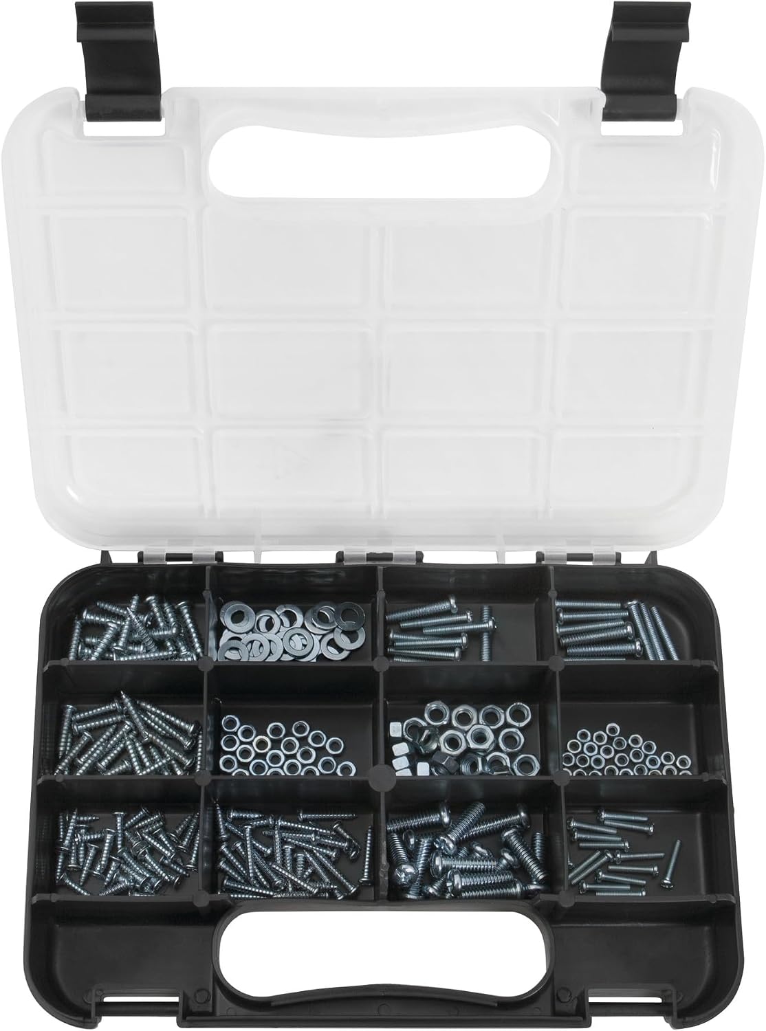 Performance Tool W5189 Durable Plastic Storage Organizer with Full-Height Dividers for Parts and Tools, Flat or Upright Storage with Built-in Feet