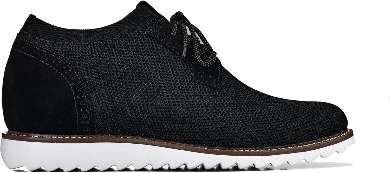 CALTO Men's Invisible Height Increasing Elevator Shoes - Noir Black Lightweight Lace-up Casual Derby - 3.2 Inches Taller - J1502 - Size 9 D(M) US - Image 4